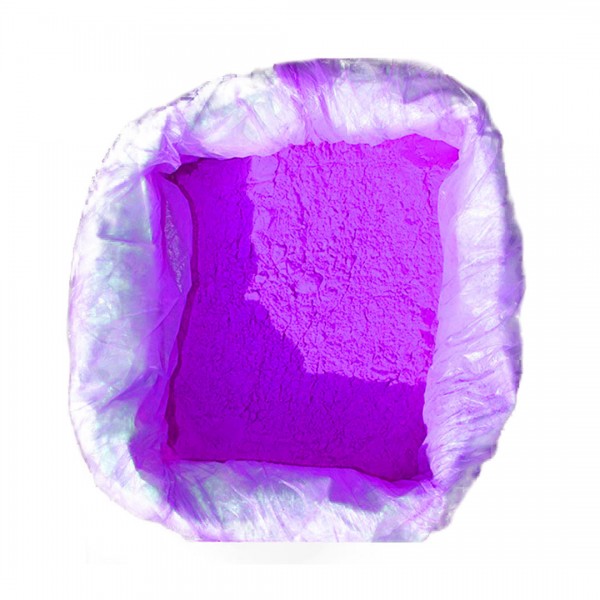 Sac de poudre violette, ouvert, et vue de haut
