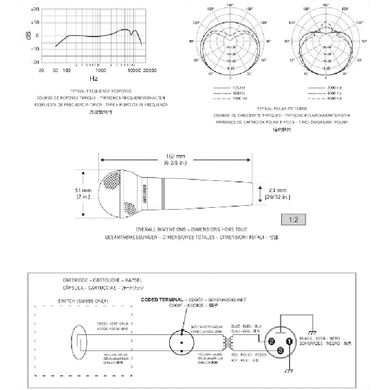 Location micro Shure SM58 - vue sur doc technique - Xl Sono