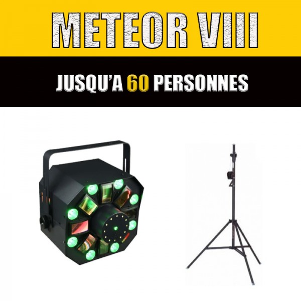 METEOR VIII - Jeux de lumière 4-en-1 : Multi-faisceaux,Wash, Strobe, Laser  multipoints Rouge et Vert