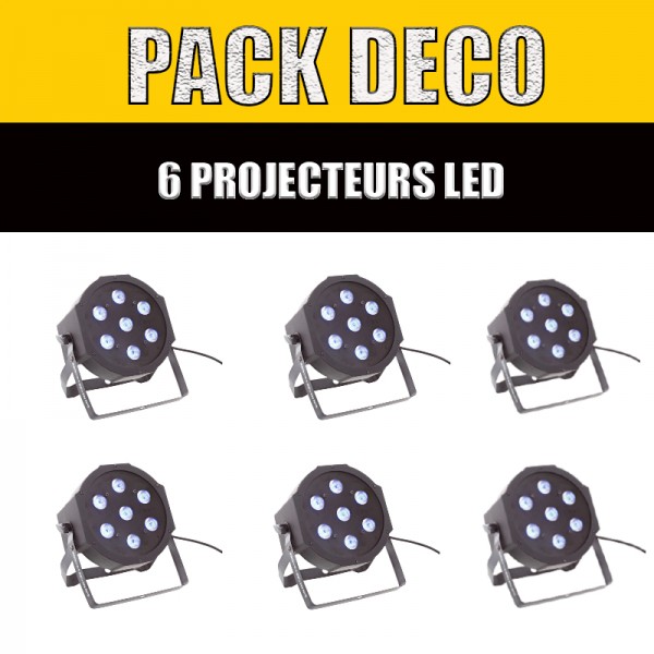 PACK DECO - 6 PROJECTEURS LED PAR SLIM 7X9W